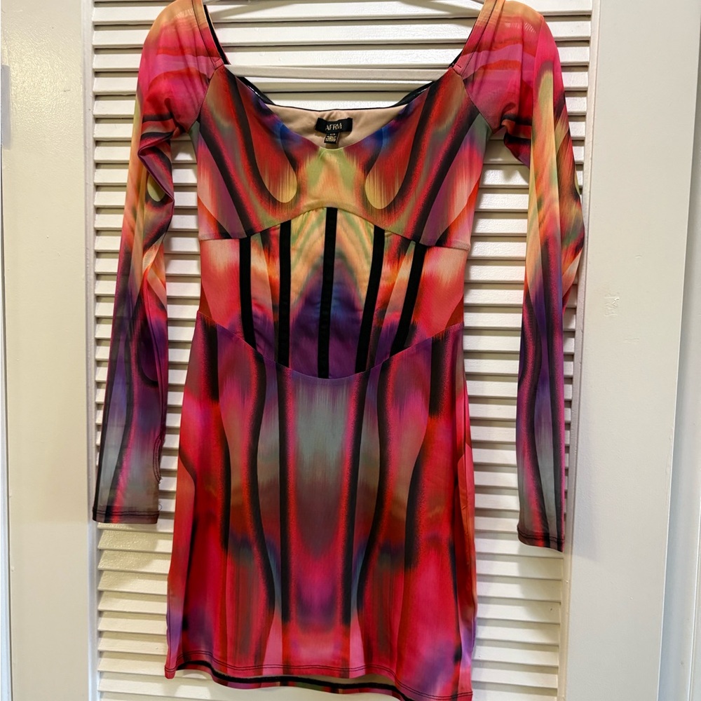 AFRM Multicolor Long Sleeve Dress